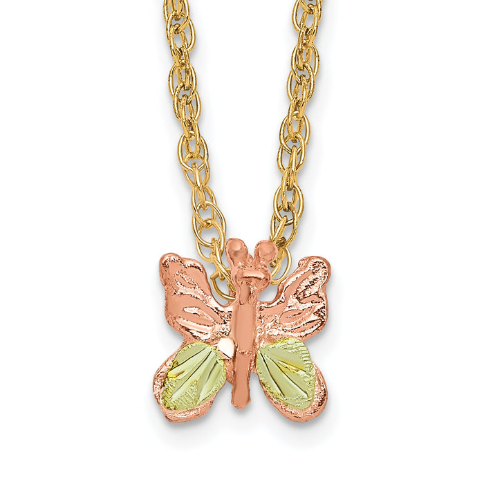 10k Tri-Color Black Hills Gold Butterfly Necklace-10BH700-18