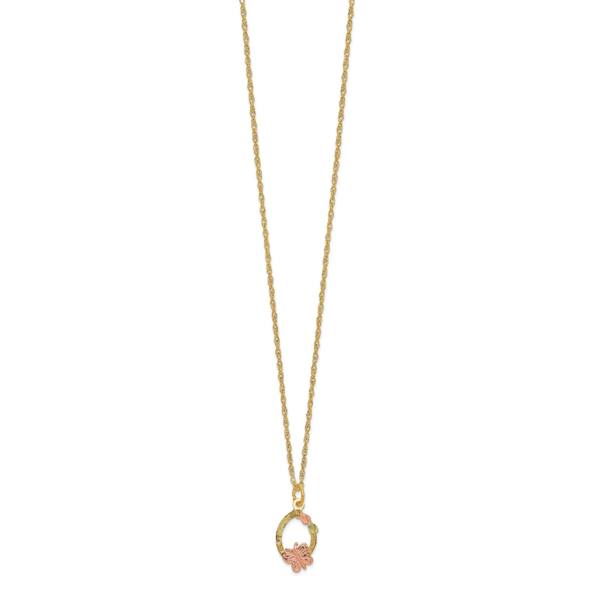 10k Tri-Color Black Hills Gold Butterfly Necklace-10BH701-18