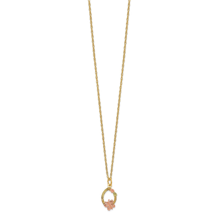 10k Tri-Color Black Hills Gold Butterfly Necklace-10BH701-18