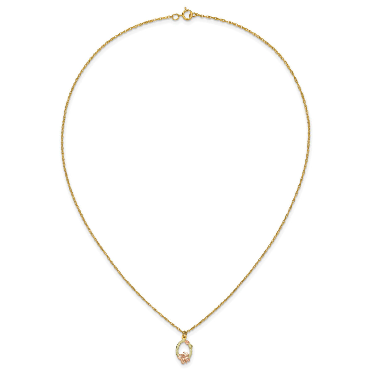 10k Tri-Color Black Hills Gold Butterfly Necklace-10BH701-18