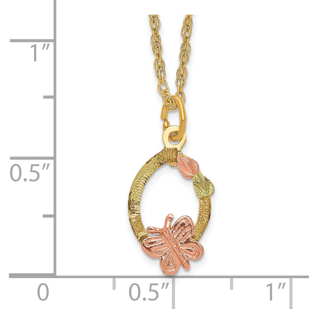 10k Tri-Color Black Hills Gold Butterfly Necklace-10BH701-18