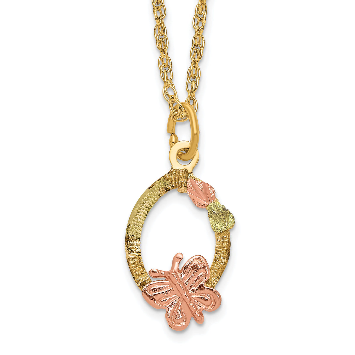 10k Tri-Color Black Hills Gold Butterfly Necklace-10BH701-18