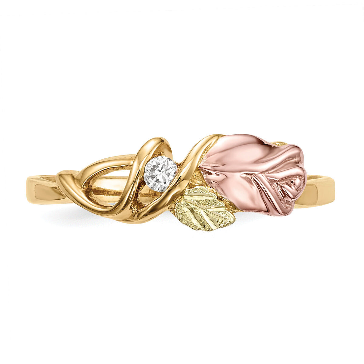 10k Tri-Color Black Hills Gold Diamond Ring-10BH702