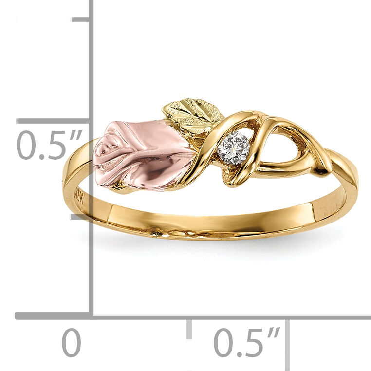 10k Tri-Color Black Hills Gold Diamond Ring-10BH702