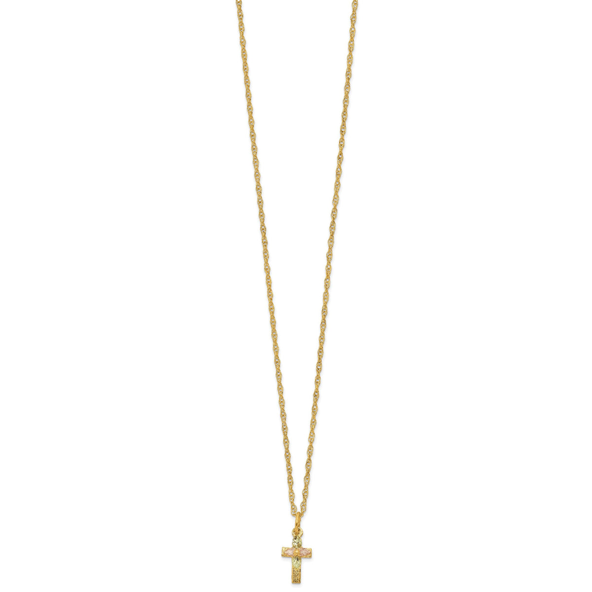 10k Tri-Color Black Hills Gold Cross Necklace-10BH703-18
