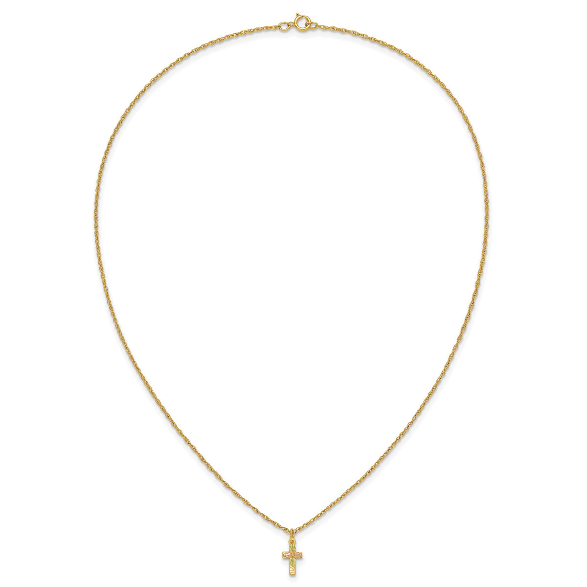 10k Tri-Color Black Hills Gold Cross Necklace-10BH703-18