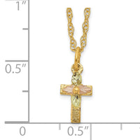 10k Tri-Color Black Hills Gold Cross Necklace-10BH703-18