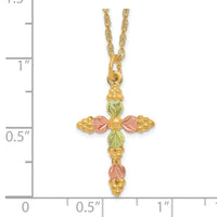 10k Tri-Color Black Hills Gold Cross Necklace-10BH704-18