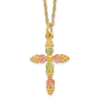 10k Tri-Color Black Hills Gold Cross Necklace-10BH704-18