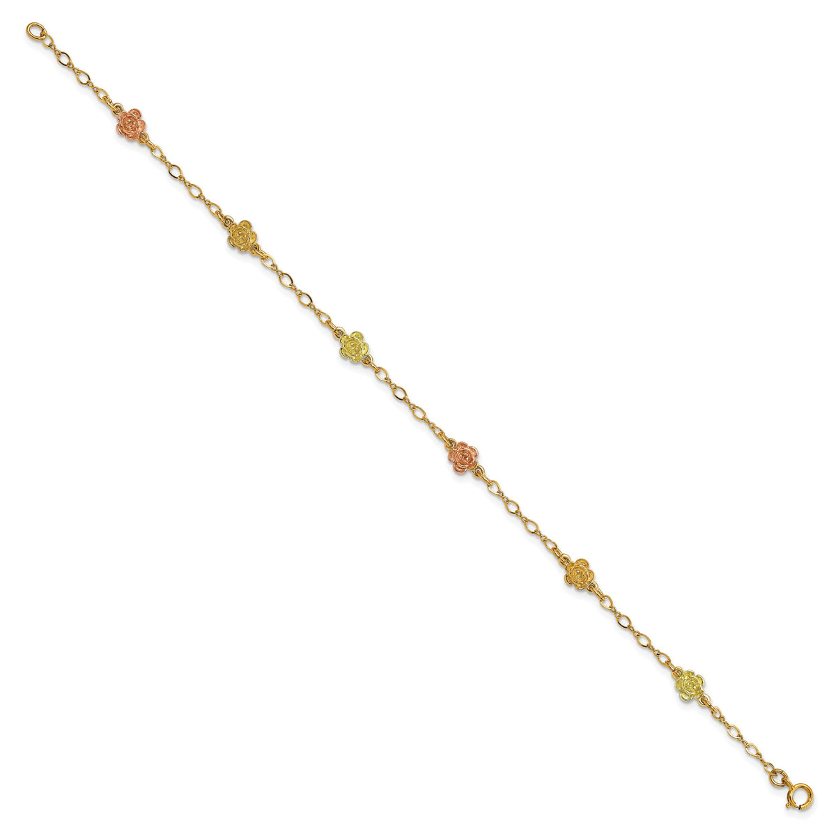 10k Tri-color Gold Black Hills Roses Bracelet-10BH705-7.5