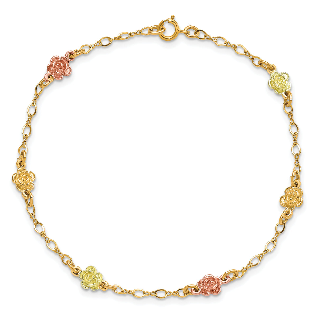 10k Tri-color Gold Black Hills Roses Bracelet-10BH705-7.5
