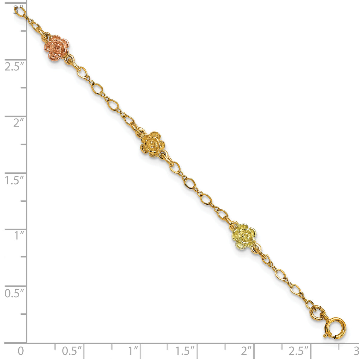 10k Tri-color Gold Black Hills Roses Bracelet-10BH705-7.5