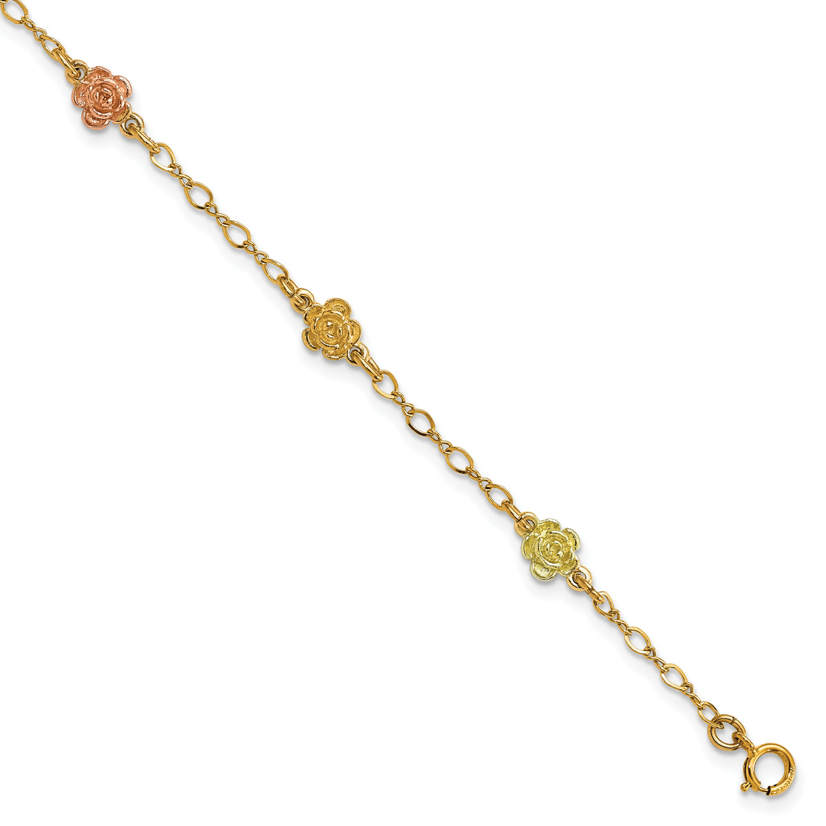 10k Tri-color Gold Black Hills Roses Bracelet-10BH705-7.5