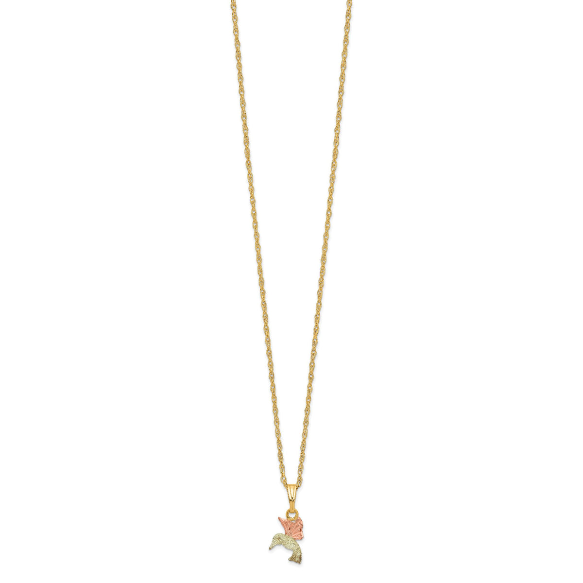10k Tri-Color Black Hills Gold Hummingbird Necklace-10BH708-18