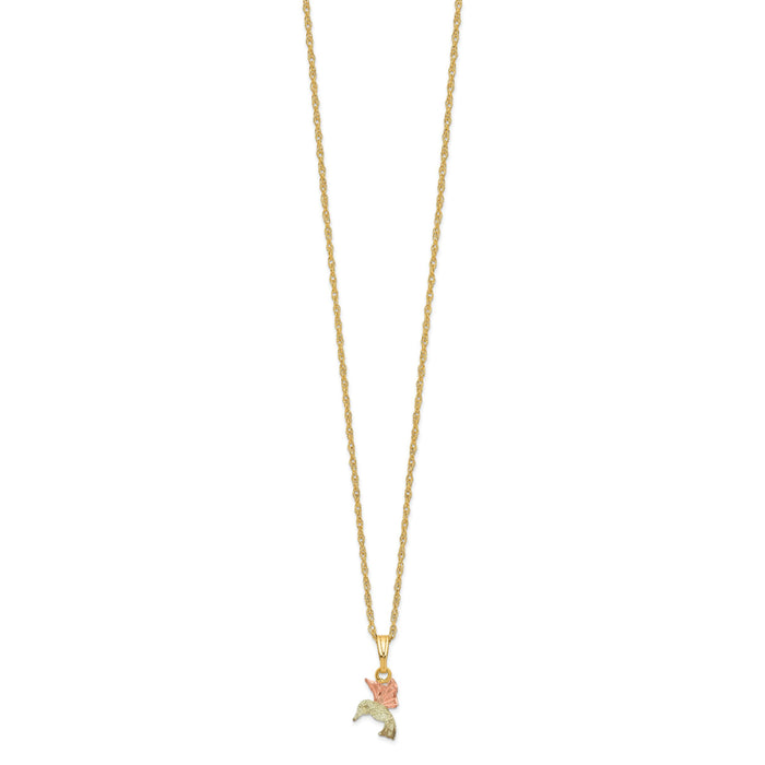 10k Tri-Color Black Hills Gold Hummingbird Necklace-10BH708-18