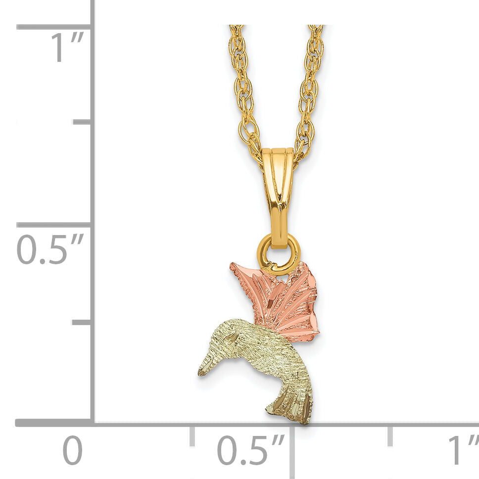 10k Tri-Color Black Hills Gold Hummingbird Necklace-10BH708-18