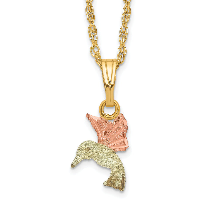 10k Tri-Color Black Hills Gold Hummingbird Necklace-10BH708-18