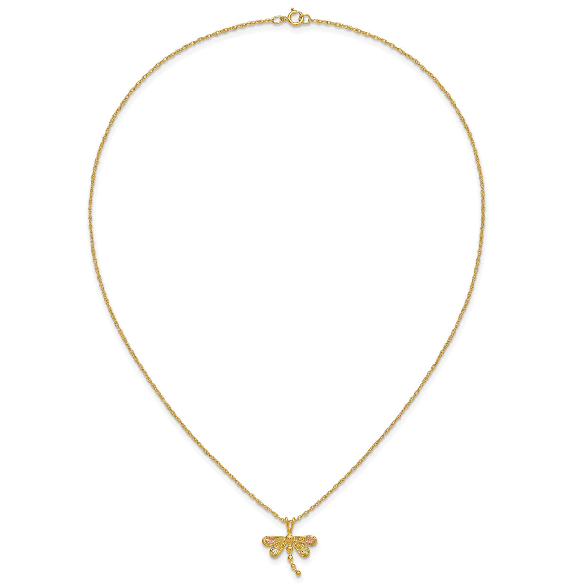 10k Tri-Color Black Hills Gold Dragonfly Necklace-10BH713-18