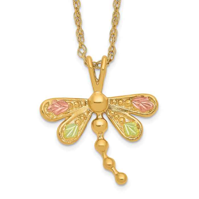 10k Tri-Color Black Hills Gold Dragonfly Necklace-10BH713-18