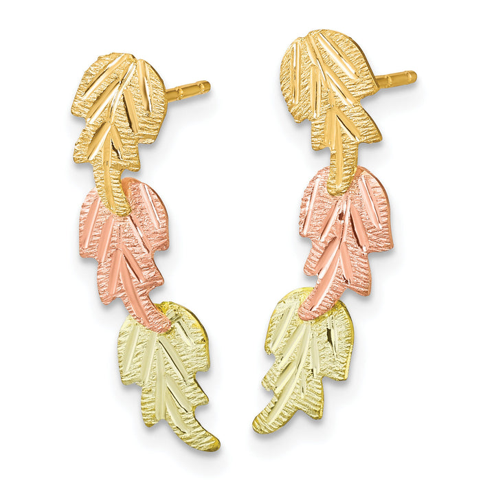 10k Tri-Color Black Hills Gold Post Earrings-10BH718