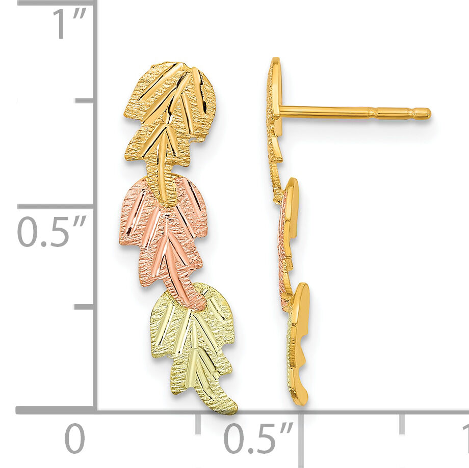 10k Tri-Color Black Hills Gold Post Earrings-10BH718