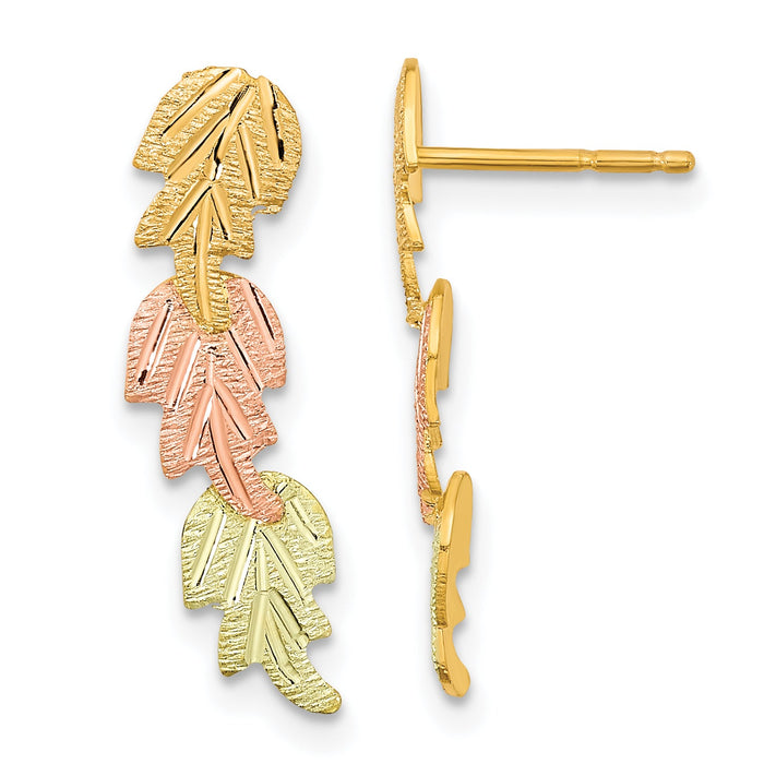 10k Tri-Color Black Hills Gold Post Earrings-10BH718