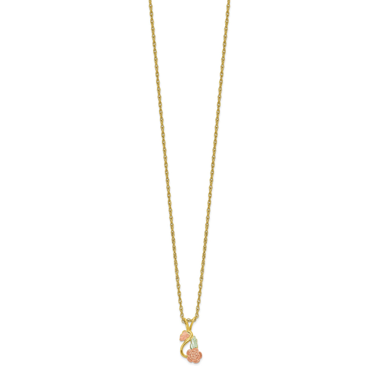 10K Tri-color w/14K Gold-filled Chain Black Hills Gold Necklace-10BH725-18.25