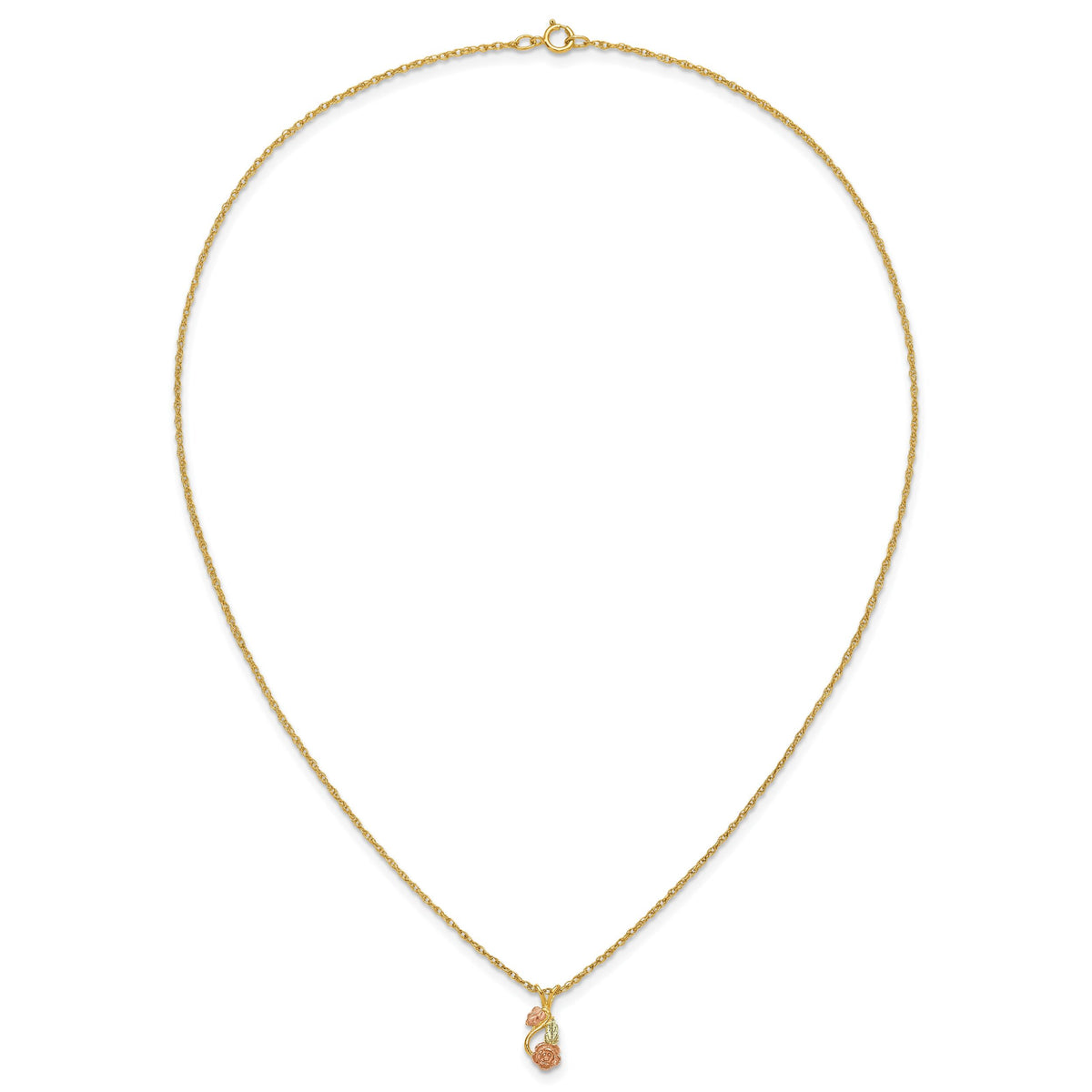 10K Tri-color w/14K Gold-filled Chain Black Hills Gold Necklace-10BH725-18.25