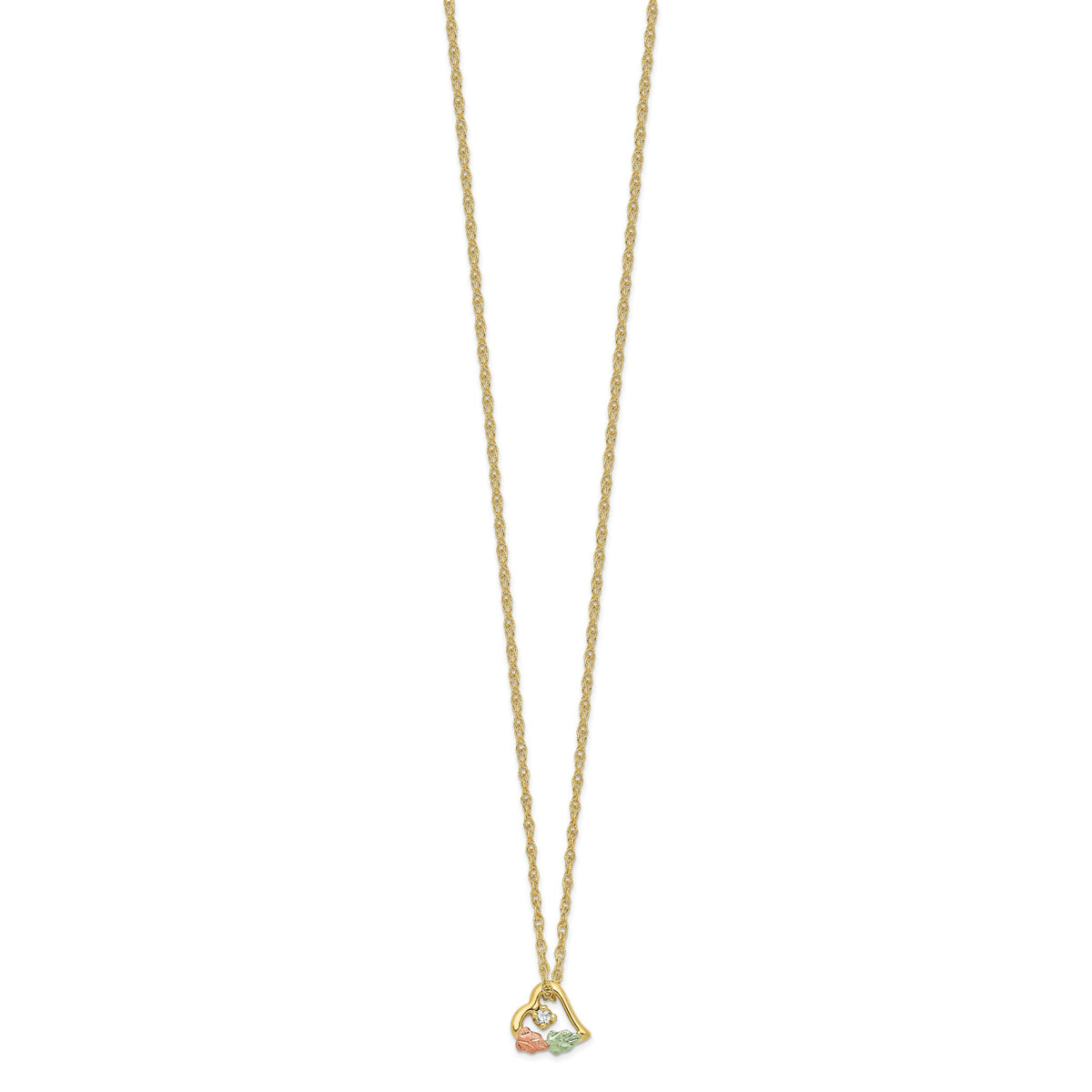 10K Tri-color w/12K Accents Diamond Black Hills Gold Necklace-10BH727-18