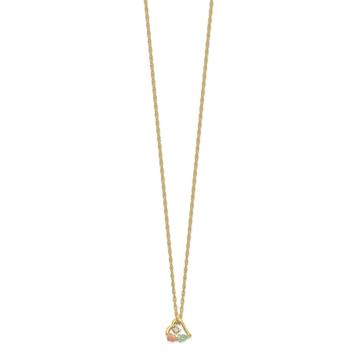 10K Tri-color w/12K Accents Diamond Black Hills Gold Necklace-10BH727-18