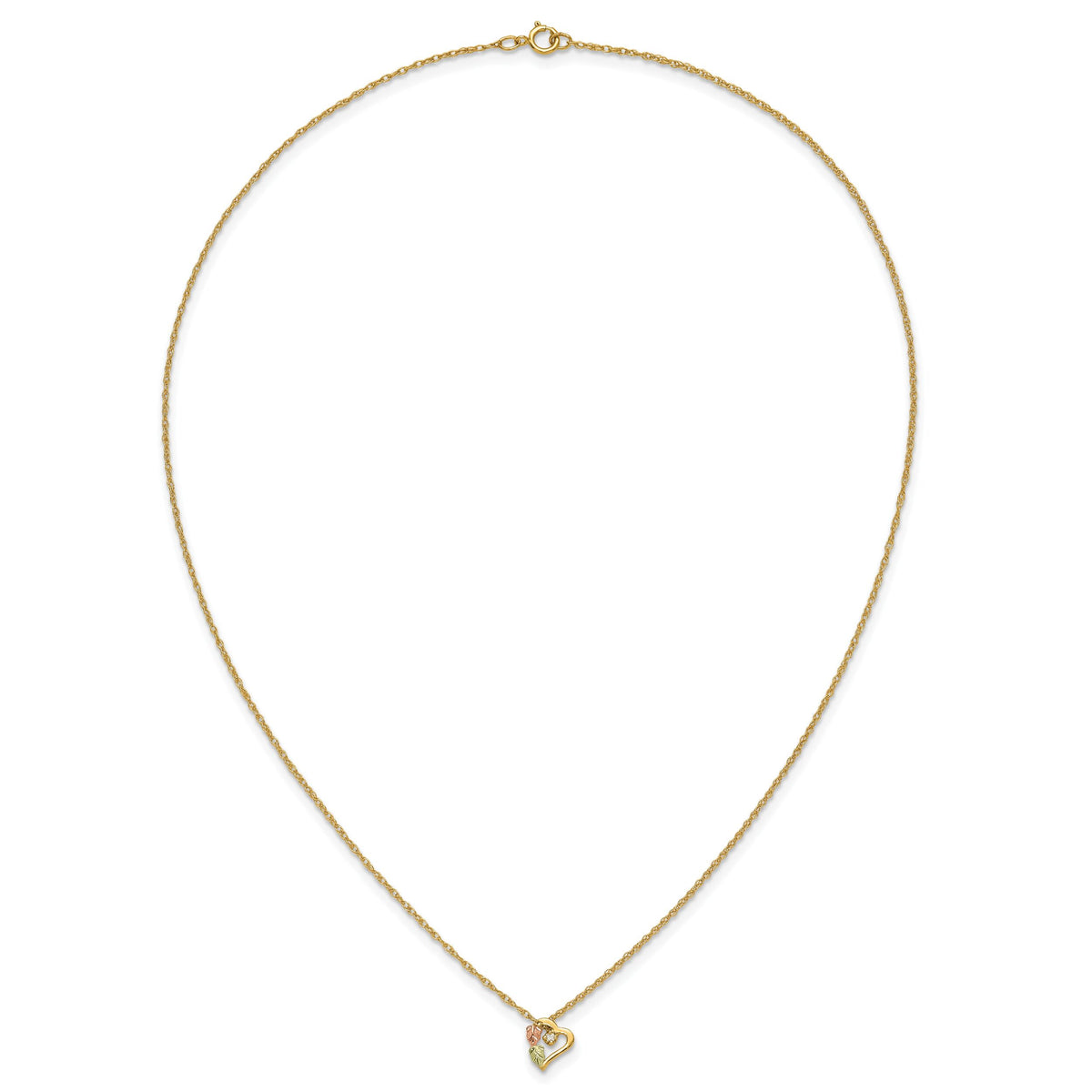 10K Tri-color w/12K Accents Diamond Black Hills Gold Necklace-10BH727-18