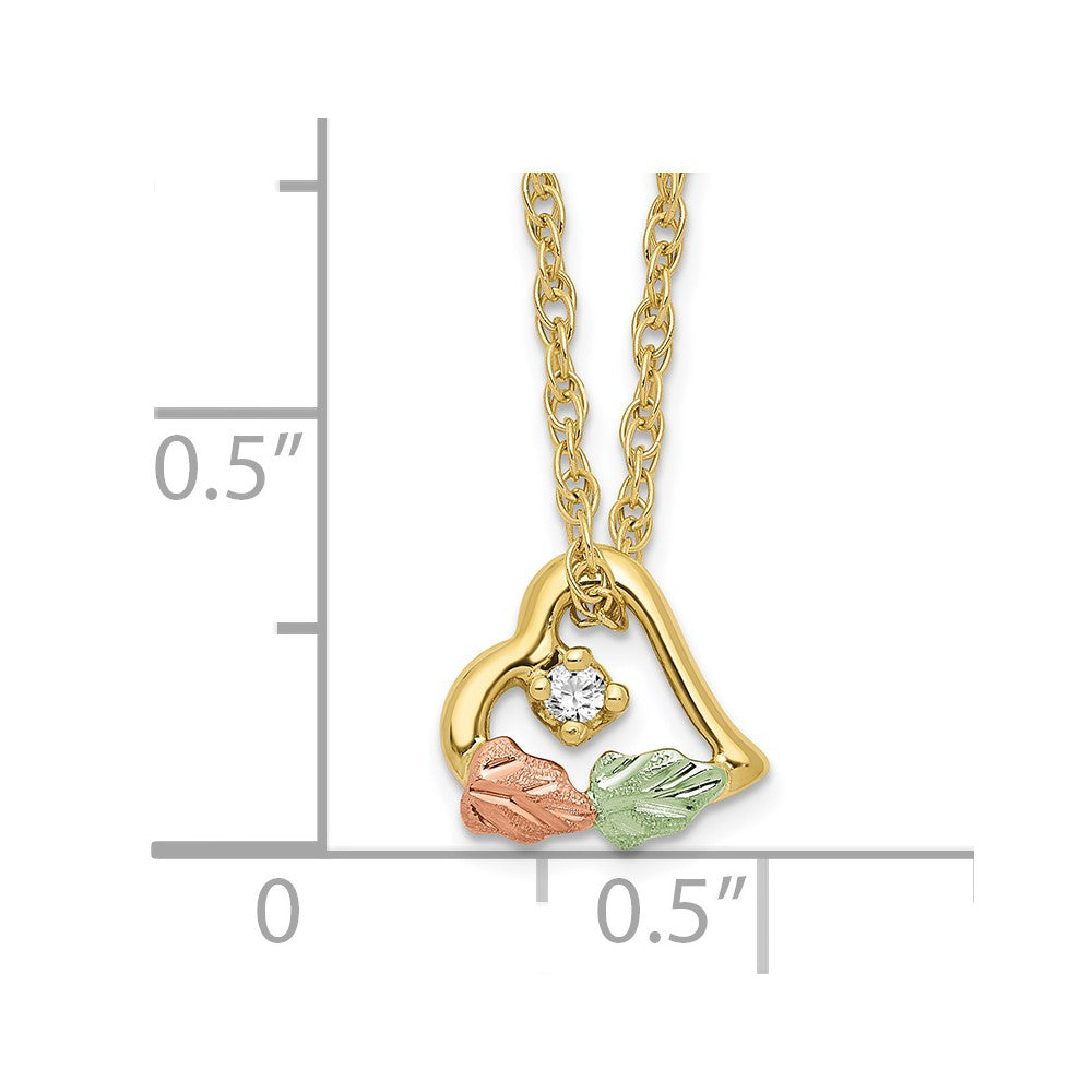 10K Tri-color w/12K Accents Diamond Black Hills Gold Necklace-10BH727-18