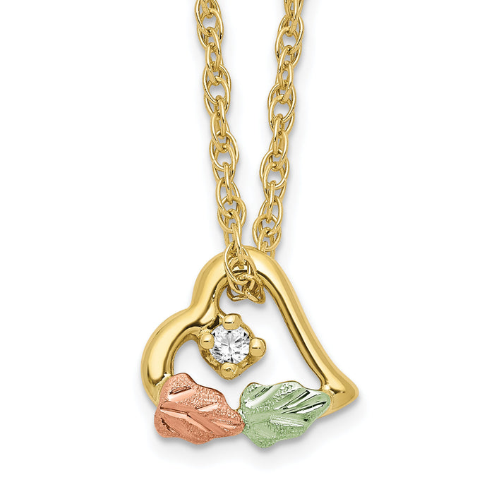 10K Tri-color w/12K Accents Diamond Black Hills Gold Necklace-10BH727-18