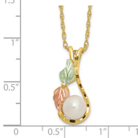 10K Tri-color w/12K Accents FWC Pearl Black Hills Gold Necklace-10BH728-18.25