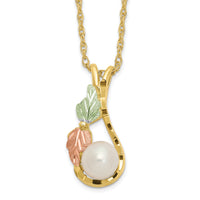 10K Tri-color w/12K Accents FWC Pearl Black Hills Gold Necklace-10BH728-18.25