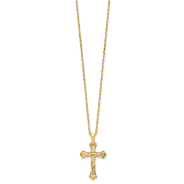 10k w/12K Accents Black Hills Gold Cross 18IN Necklace-10BH729-18