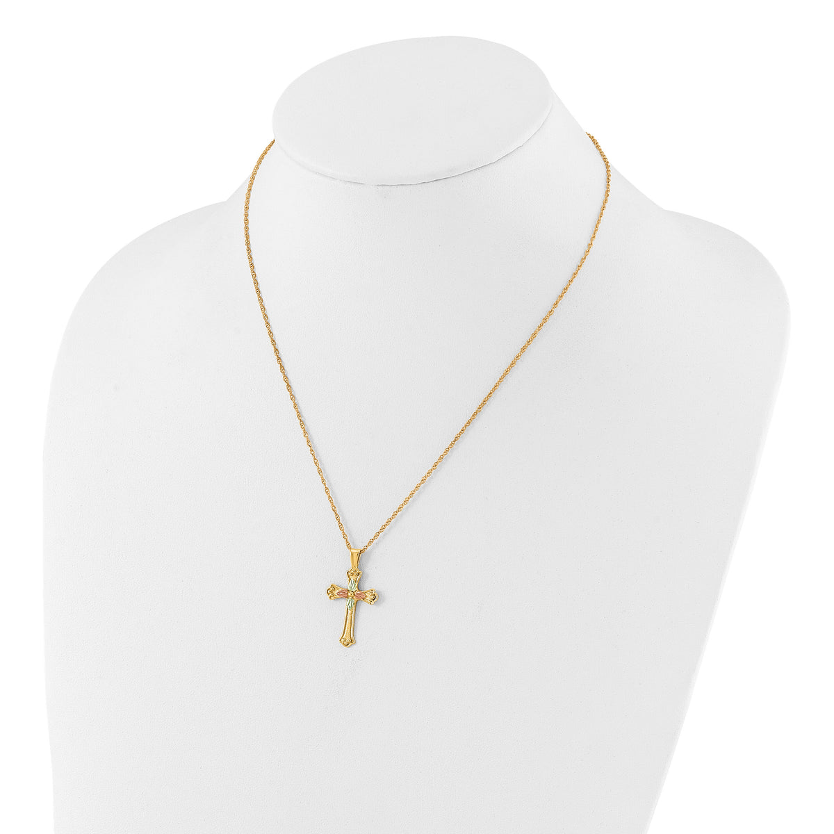 10k w/12K Accents Black Hills Gold Cross 18IN Necklace-10BH729-18