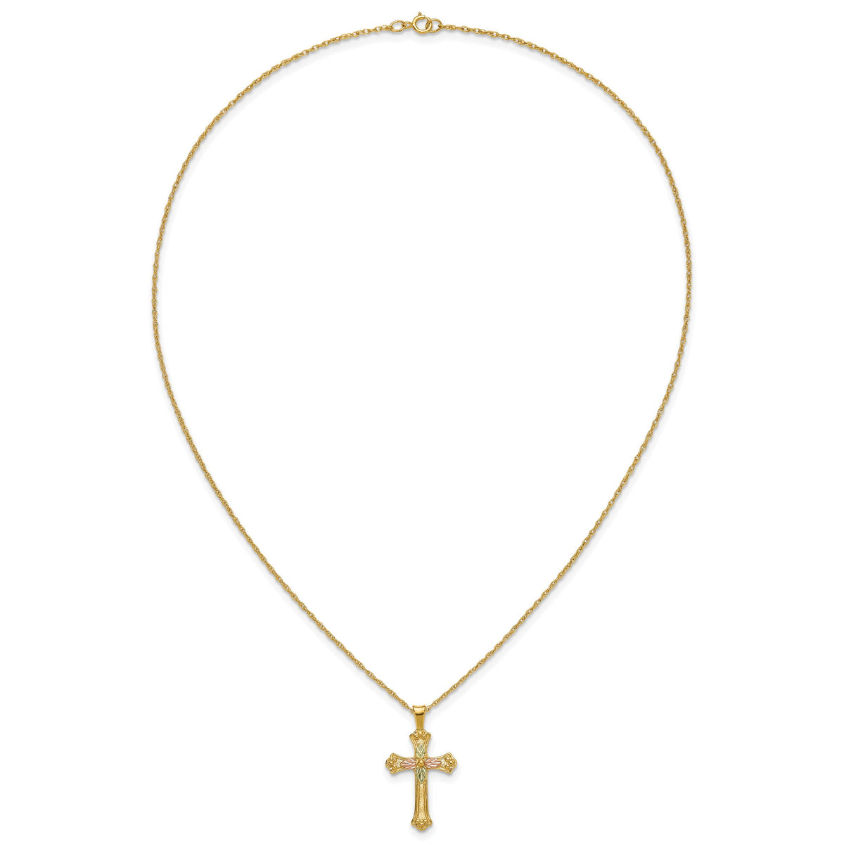 10k w/12K Accents Black Hills Gold Cross 18IN Necklace-10BH729-18