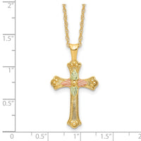 10k w/12K Accents Black Hills Gold Cross 18IN Necklace-10BH729-18