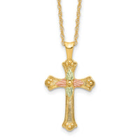 10k w/12K Accents Black Hills Gold Cross 18IN Necklace-10BH729-18