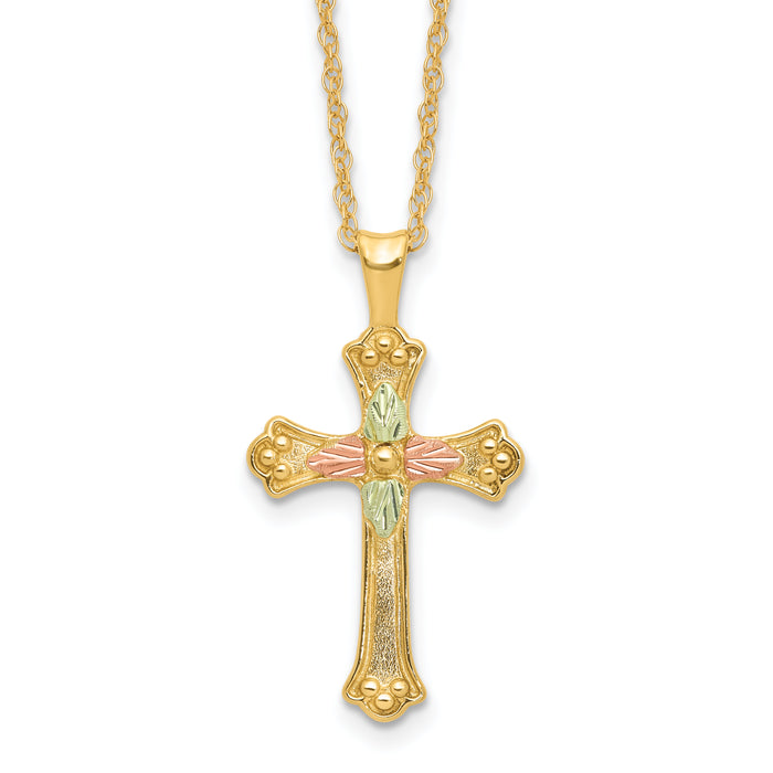 10k w/12K Accents Black Hills Gold Cross 18IN Necklace-10BH729-18