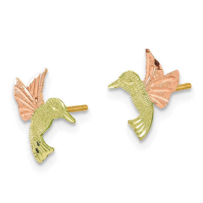 10k w/12K Posts Black Hills Gold Hummingbird Post Earrings-10BH732