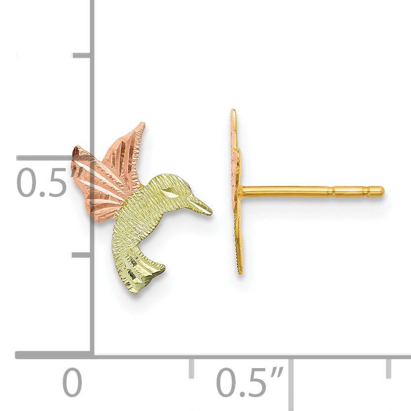 10k w/12K Posts Black Hills Gold Hummingbird Post Earrings-10BH732