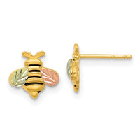 10k w/12K Accents Black Hills Gold Antiqued Bee Post Earrings-10BH734