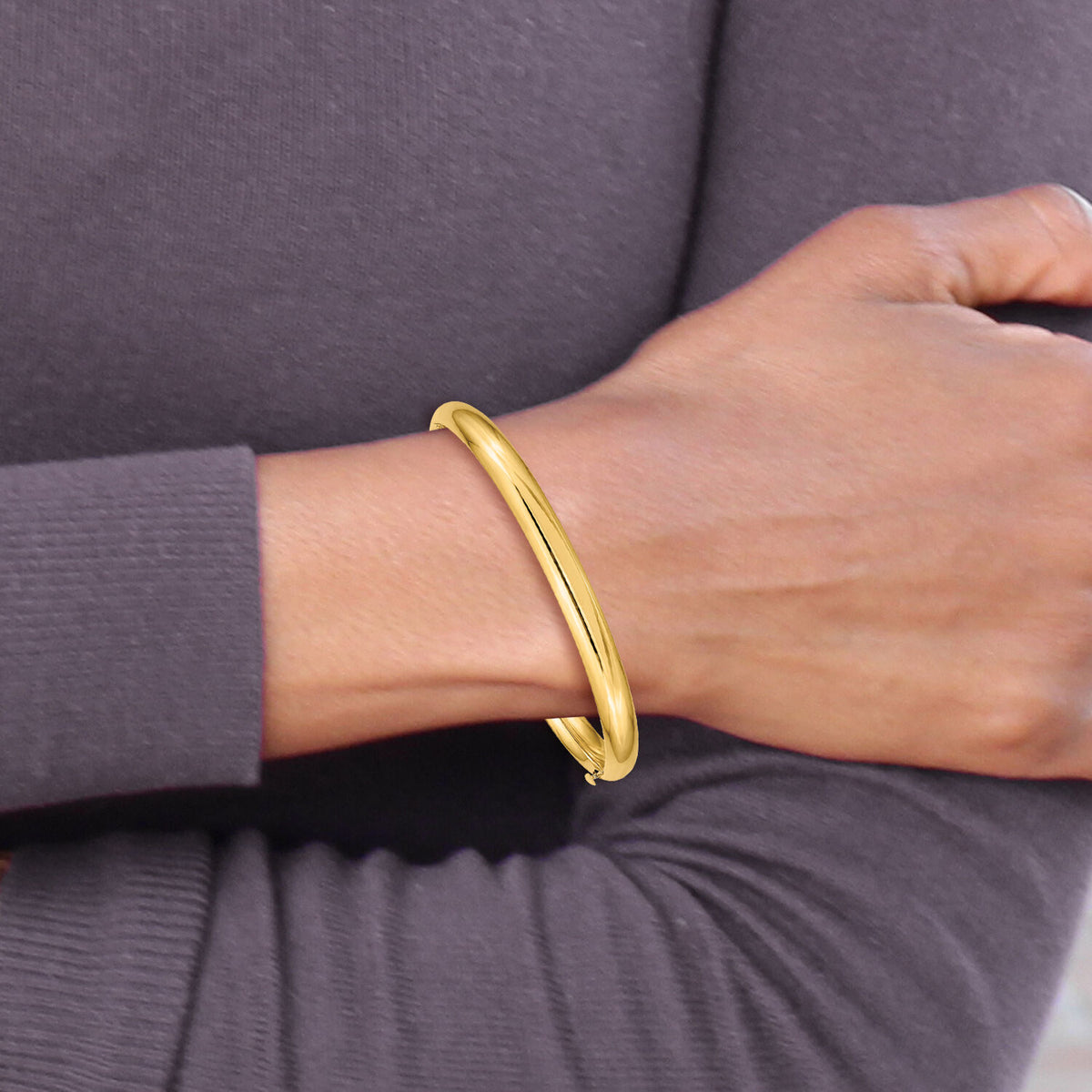 10k 3/16 Polished Hinged Baby Bangle-10BP3/16
