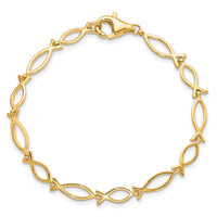 10k Solid Polished Religious Ichthus Fish Bracelet-10BR12-7