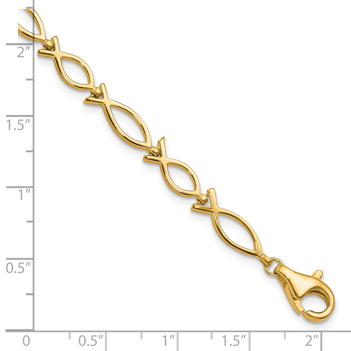 10k Solid Polished Religious Ichthus Fish Bracelet-10BR12-7