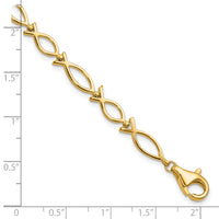 10k Solid Polished Religious Ichthus Fish Bracelet-10BR12-7