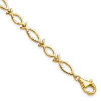 10k Solid Polished Religious Ichthus Fish Bracelet-10BR12-7