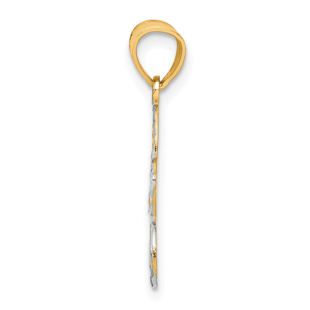 10K w/Rhodium Filigree Flower Charm-10C1003